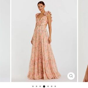 MAC DUGGAL Ruffle Tiered Floral Cut Out Chiffon Gown NEW Size 4